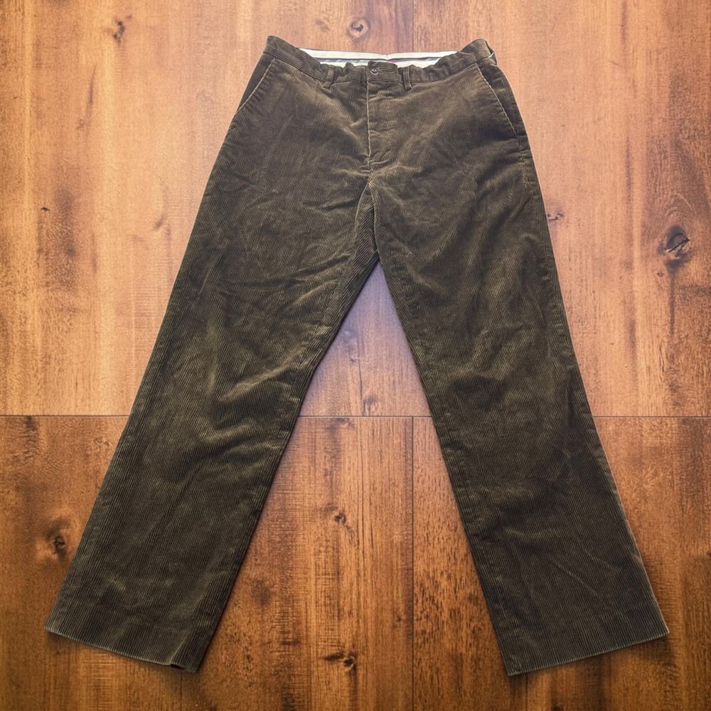 Polo Ralph Lauren Preston Fit Corduroy Pants Mens 36x32 Fits W34 Olive Brown